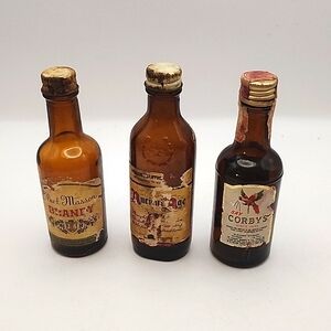 Vintage Mini Airline Bottles 3 Count